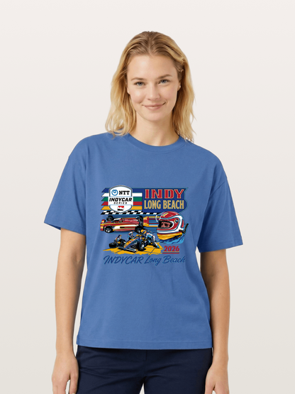 IndyCar Long Beach Vintage Art Gildan T-shirt