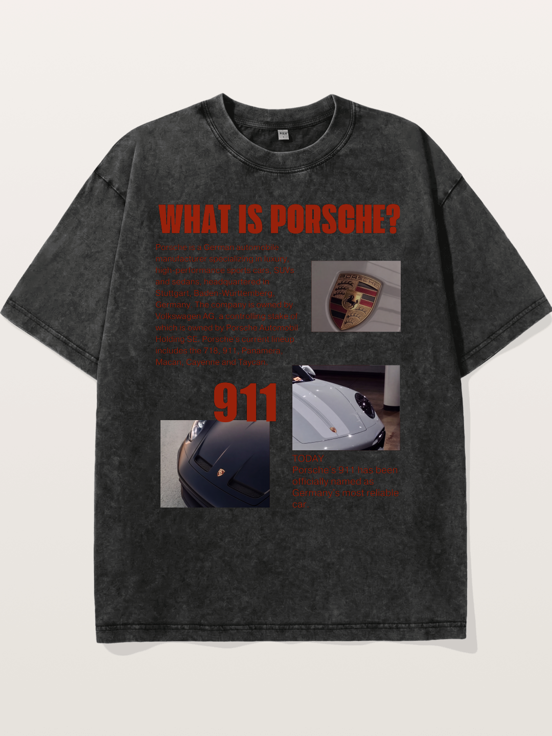 Porsche 911 Information Layout Washed T-shirt