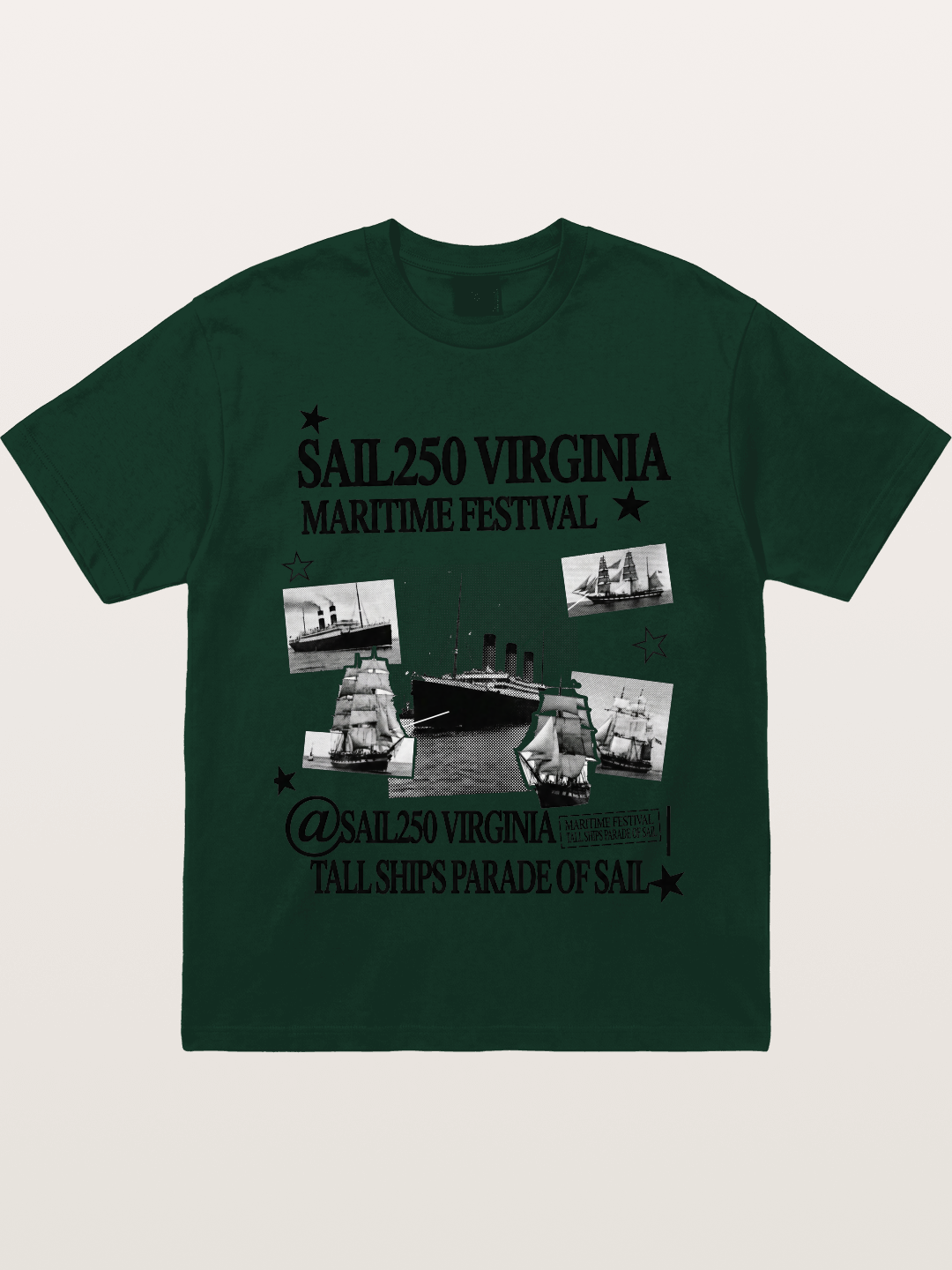 Collage Black White Sailboat Card Gildan T-shirt