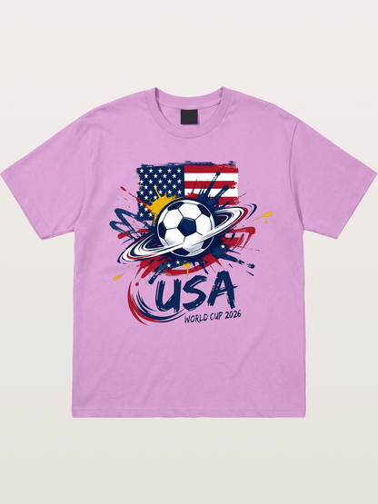 American Flag Splatter Soccer 2026 Gildan T-shirt