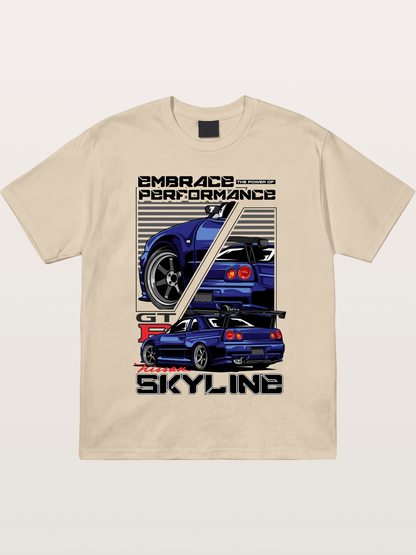 Nissan Skyline GT-R R34 Split View Gildan T-shirt