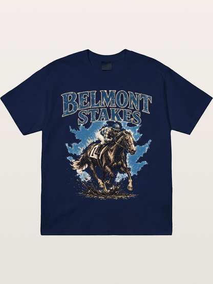 Belmont Stakes Mud Splash Poster Gildan T-shirt