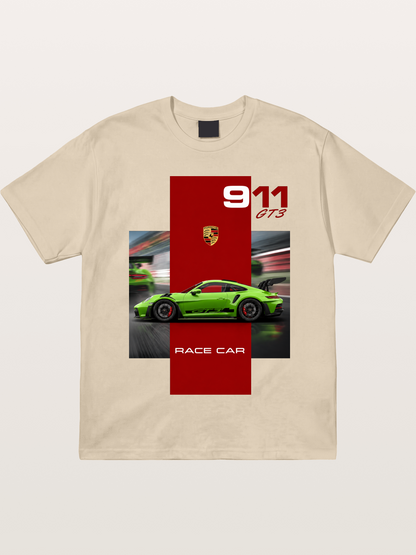 Porsche 911 GT3 Green Race Car Gildan T-shirt