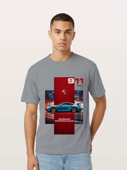 Porsche 911 Turbo S Blue Iconic Gildan T-shirt