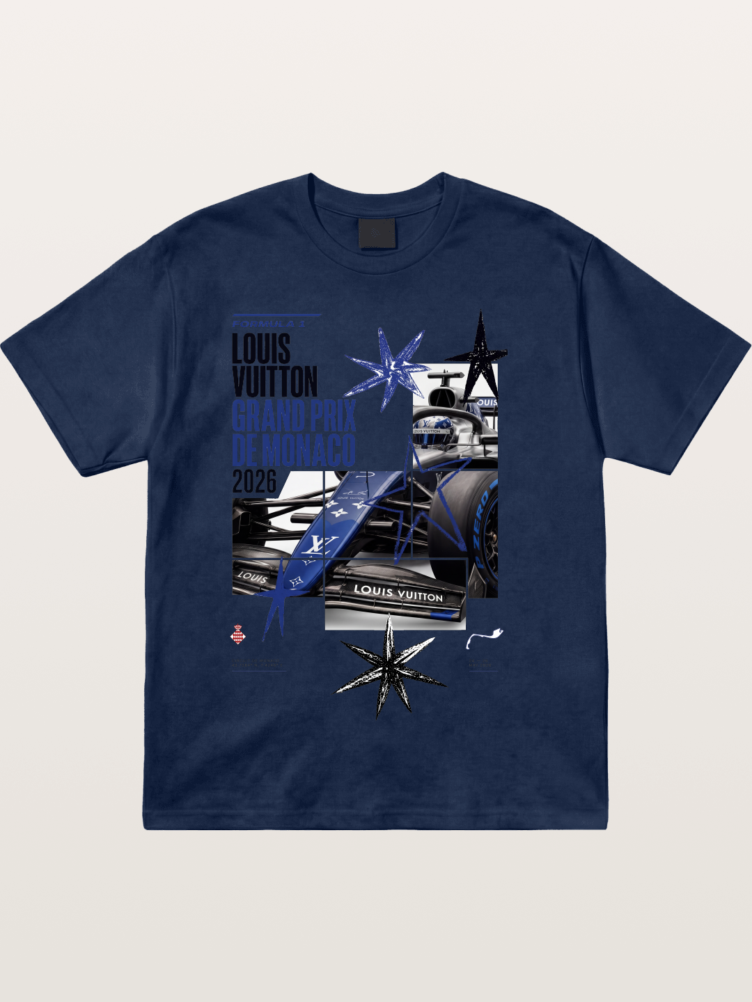 Blue LV F1 Monaco Poster Cotton T-shirt