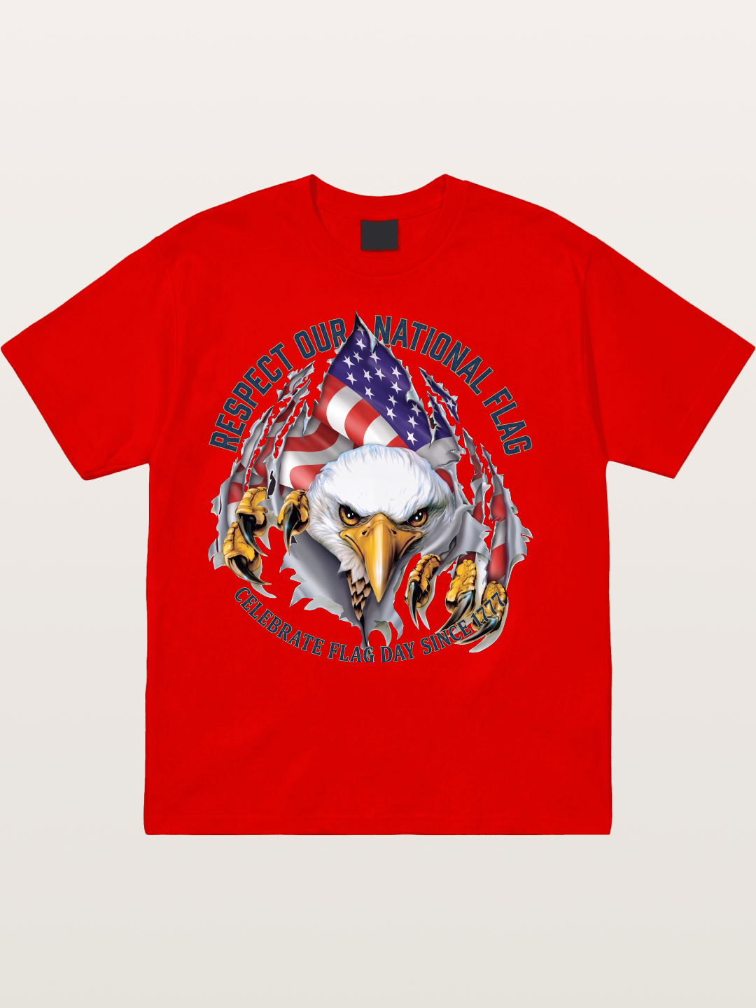 Ripped Flag Eagle Patriotic Print Cotton T-shirt