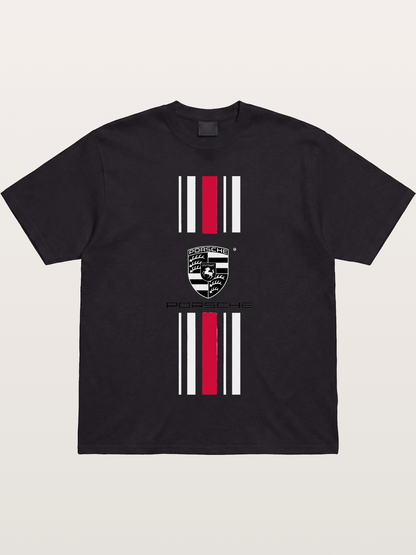 Porsche Crest Striped Design Gildan T-shirt