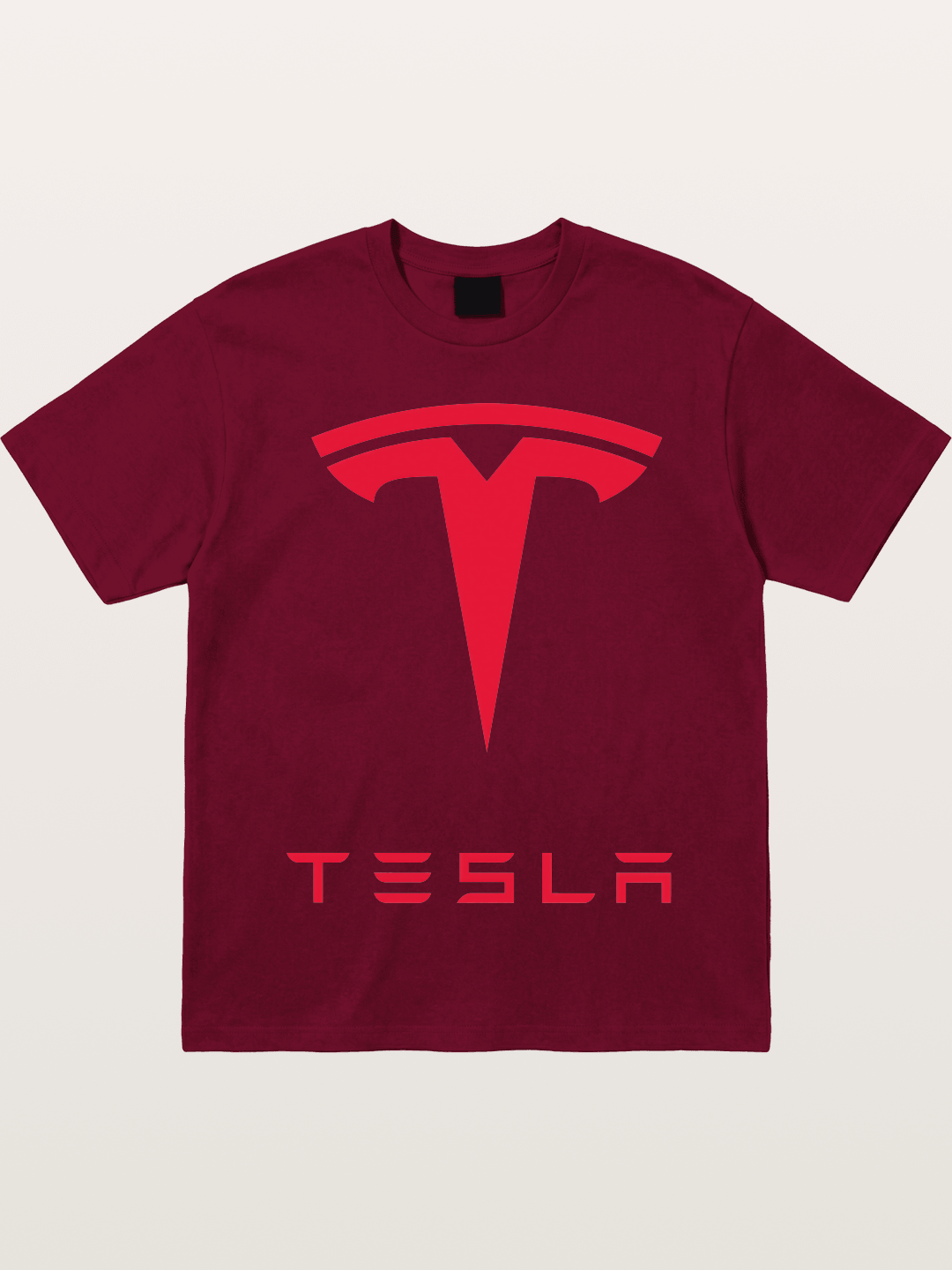Tesla Red Logo Sticker Gildan T-shirt
