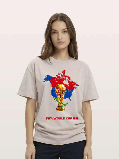 World Cup Trophy & Americas Map Cotton T-shirt