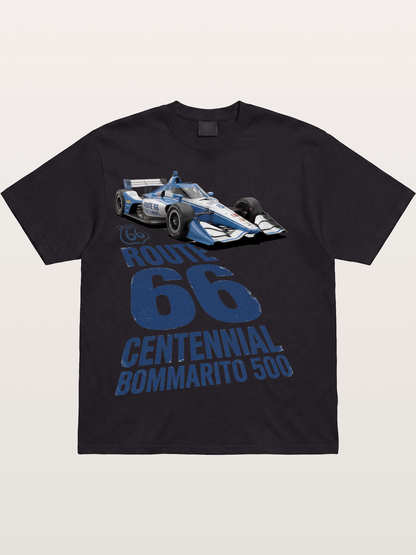 Blue IndyCar Route66 Print Cotton T-shirt