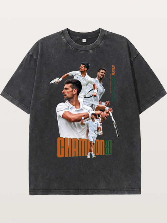 Djokovic French Open Champion Art Washed T-shirt