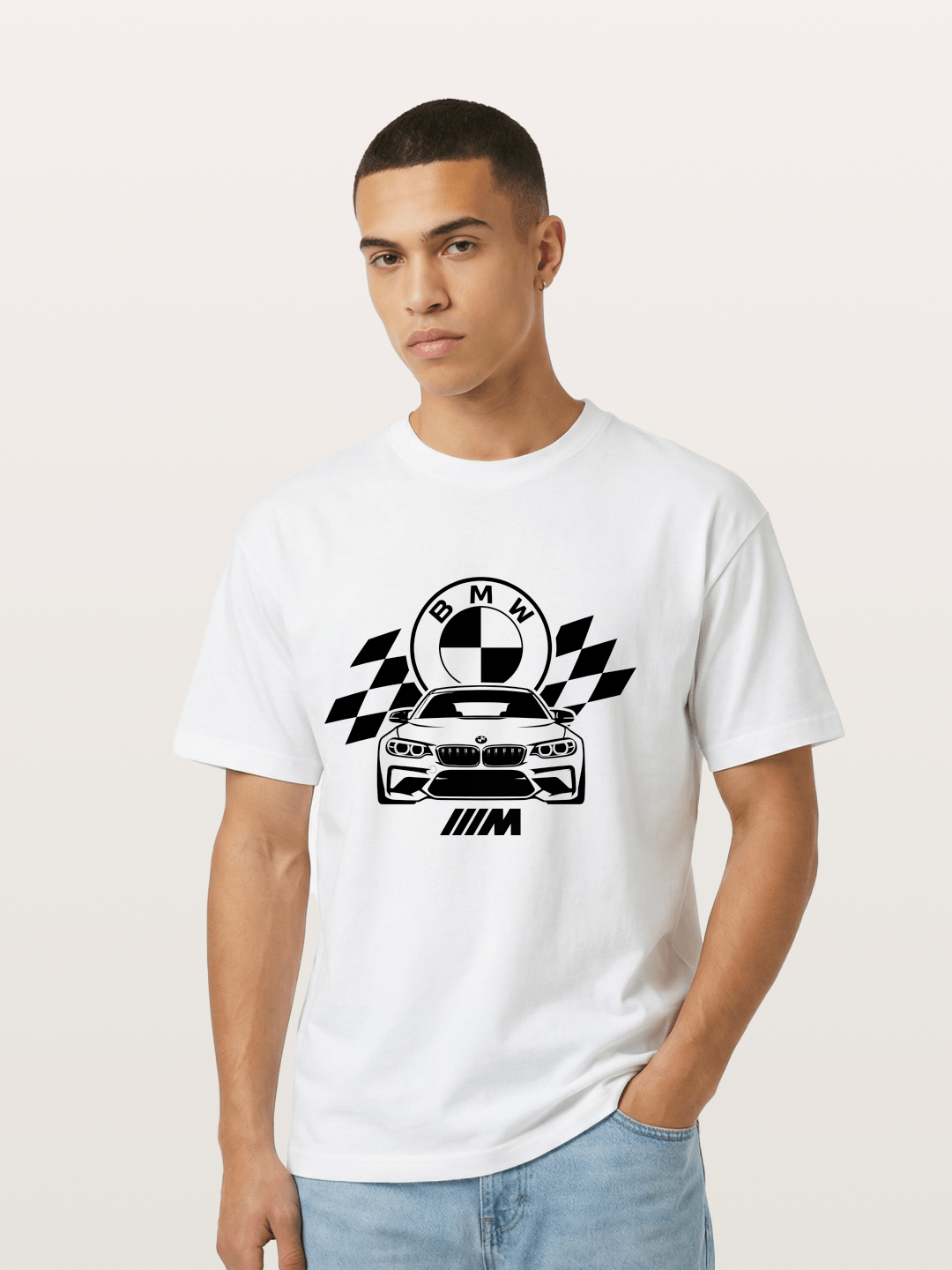 BMW M Series Checkered Flag Print Gildan T-shirt