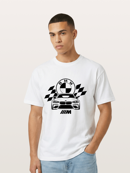 BMW M Series Checkered Flag Print Gildan T-shirt