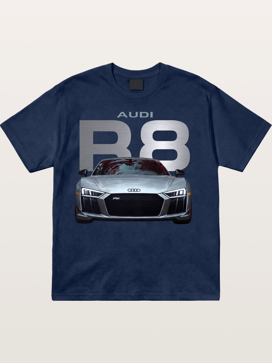 Audi R8 Silver Supercar Front Cotton T-shirt