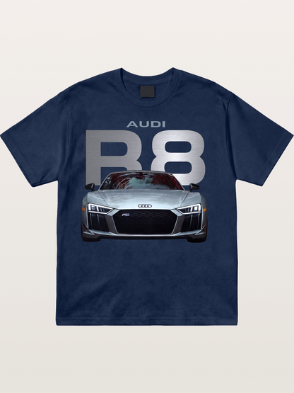 Audi R8 Silver Supercar Front Cotton T-shirt
