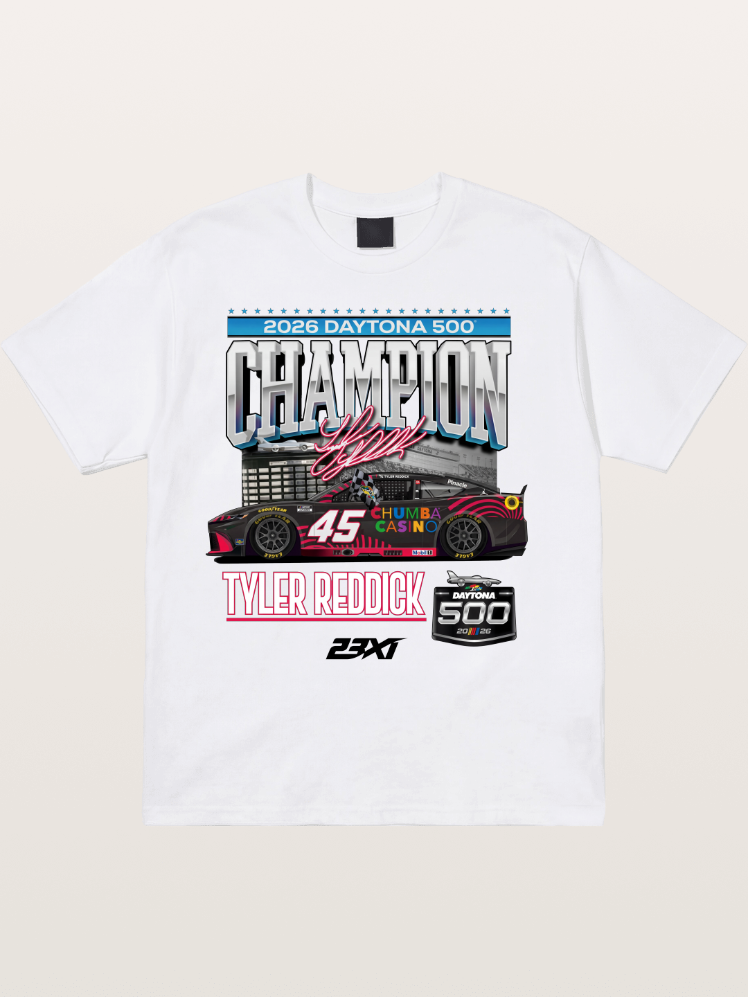 Tyler Reddick Daytona 500 Champion Print Cotton T-shirt