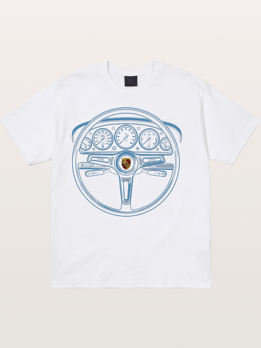 Porsche Classic Steering Wheel Blueprint Cotton T-shirt