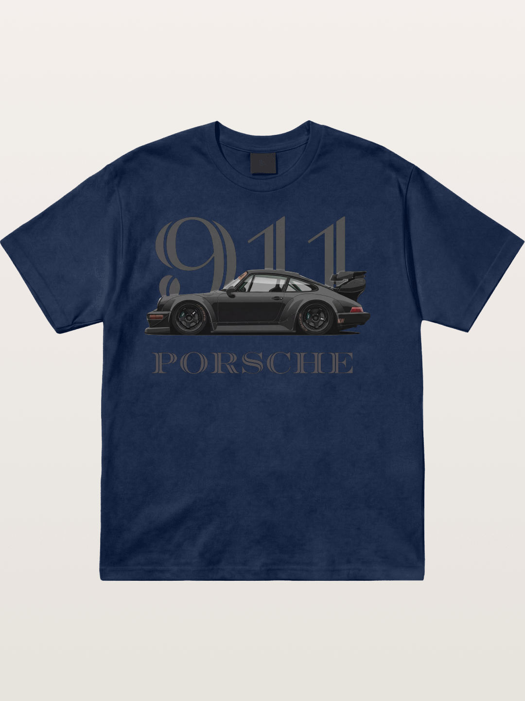 Porsche 911 Widebody Black Sports Car Cotton T-shirt