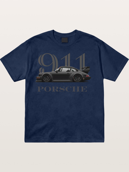 Porsche 911 Widebody Black Sports Car Cotton T-shirt