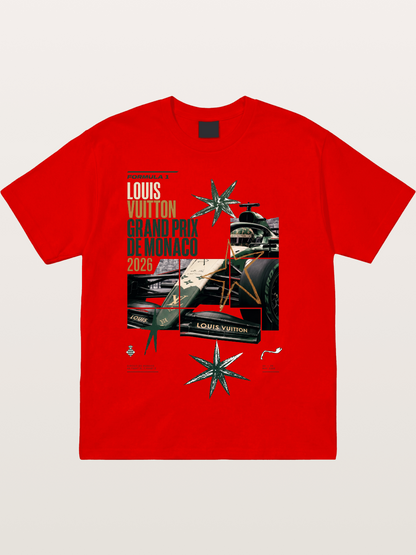 Green LV F1 Race Car Print Cotton T-shirt