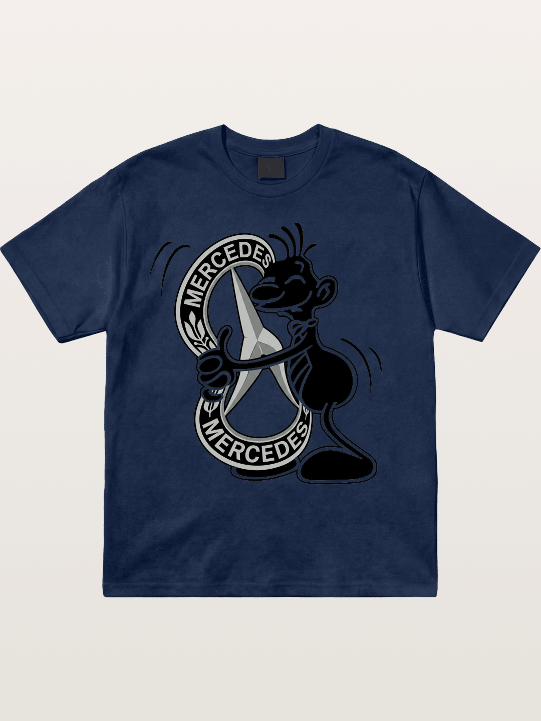 Character Holding Mercedes Emblem Cotton T-shirt