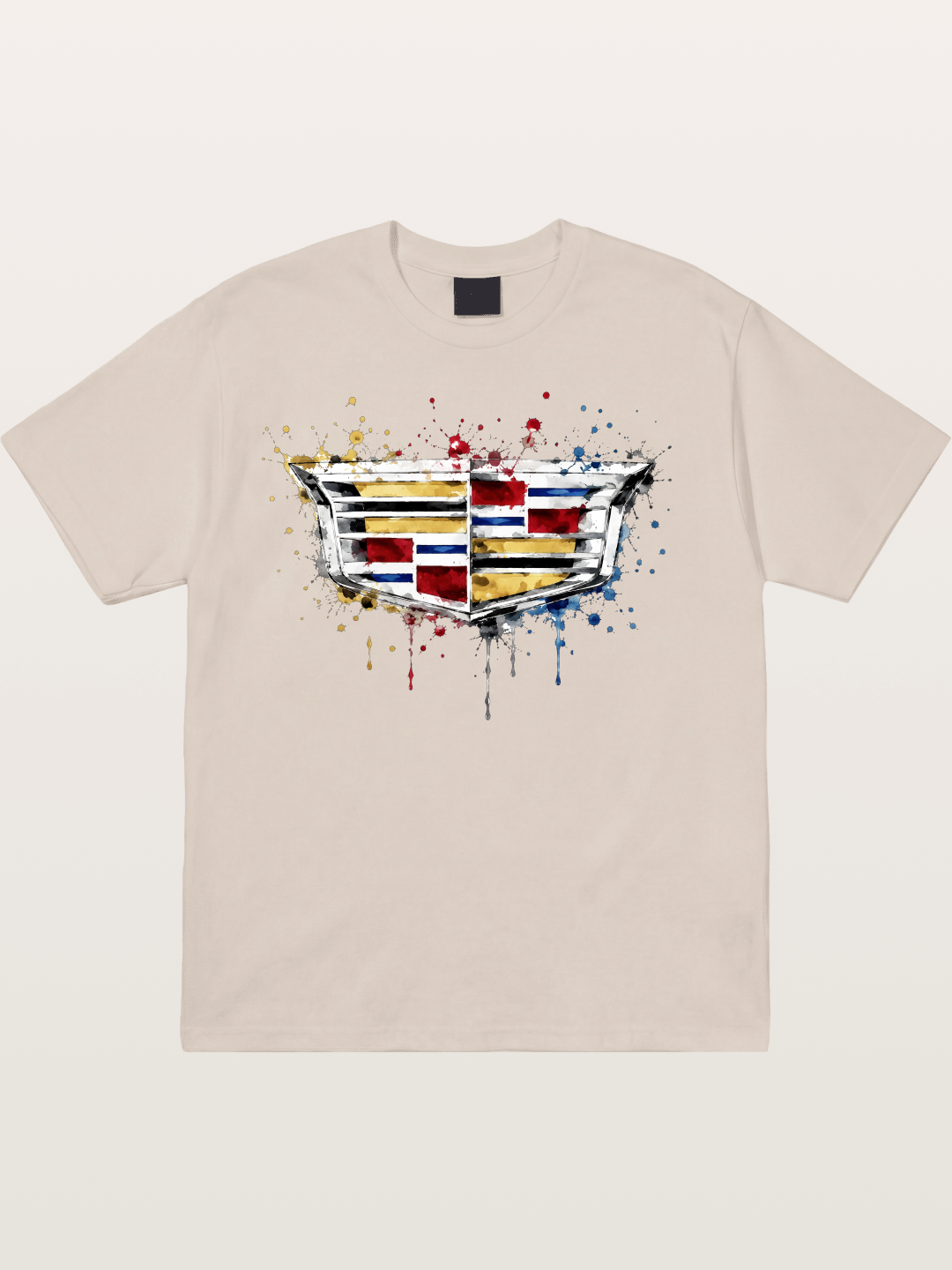 Cadillac Watercolor Logo Print Cotton T-shirt