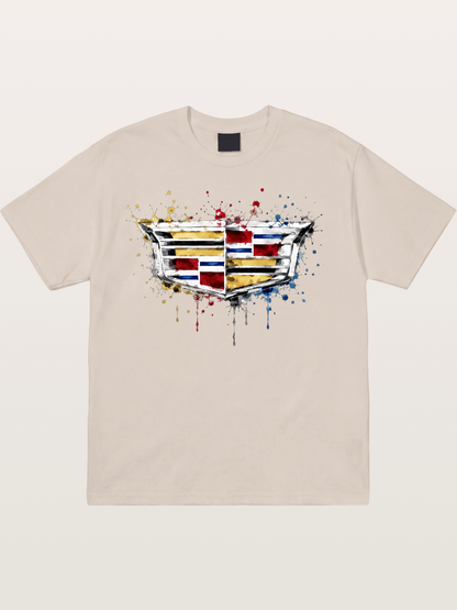 Cadillac Watercolor Logo Print Cotton T-shirt
