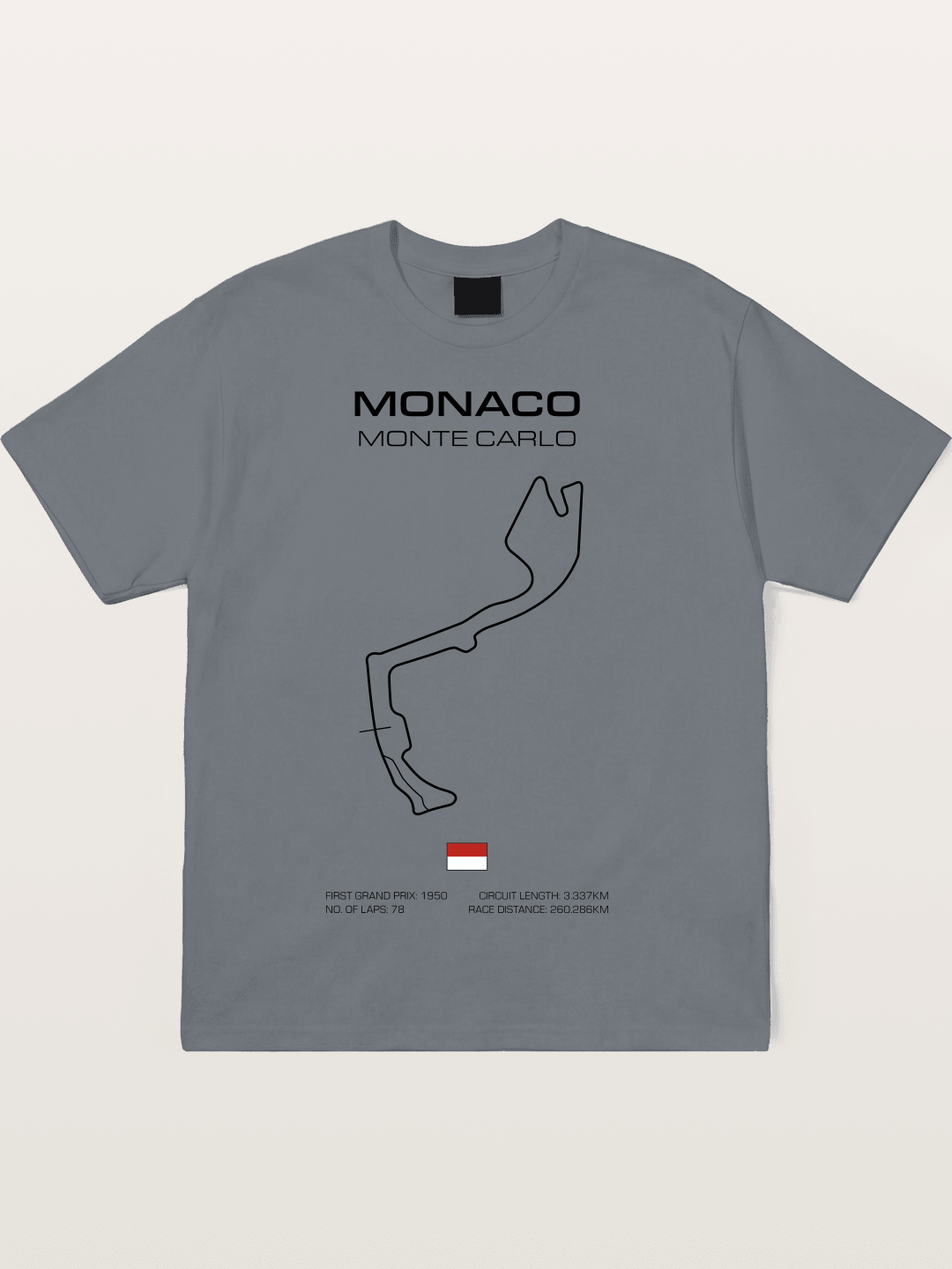 Monaco Circuit Minimal Line With Flag Cotton T-shirt