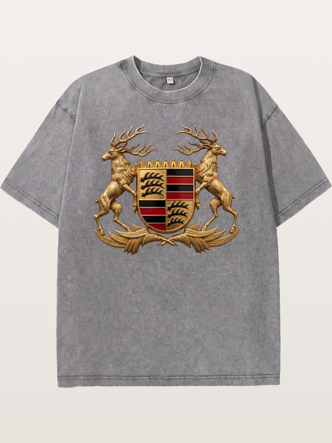 Porsche Crest Deer Artwork Washed T-shirt