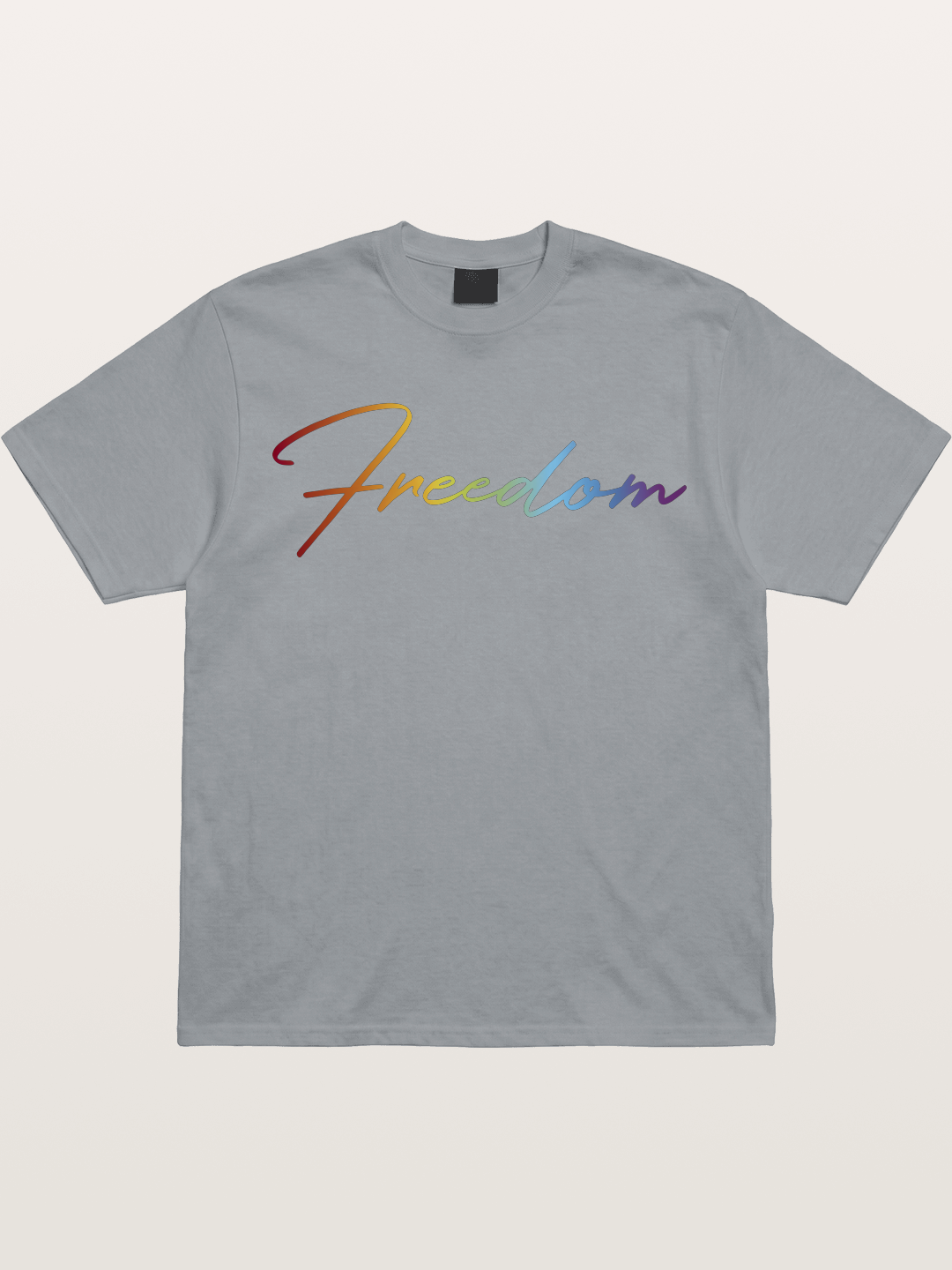 Freedom Rainbow Gradient Script Text Gildan T-shirt
