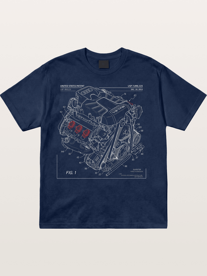 V6 TFSI Audi Powertrain Patent Drawing Cotton T-shirt