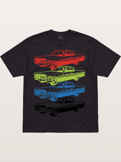 Classic Car Evolution Print Cotton T-shirt