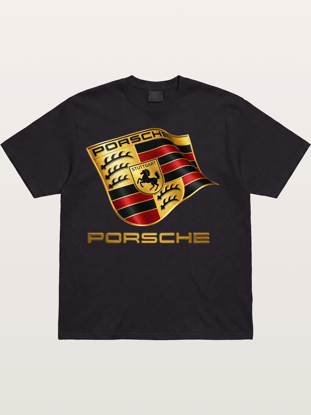 Porsche Waving Crest Art Cotton T-shirt