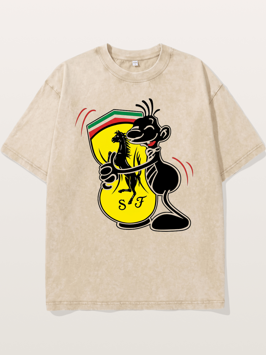 Cartoon Figure Embraces Ferrari Washed T-shirt