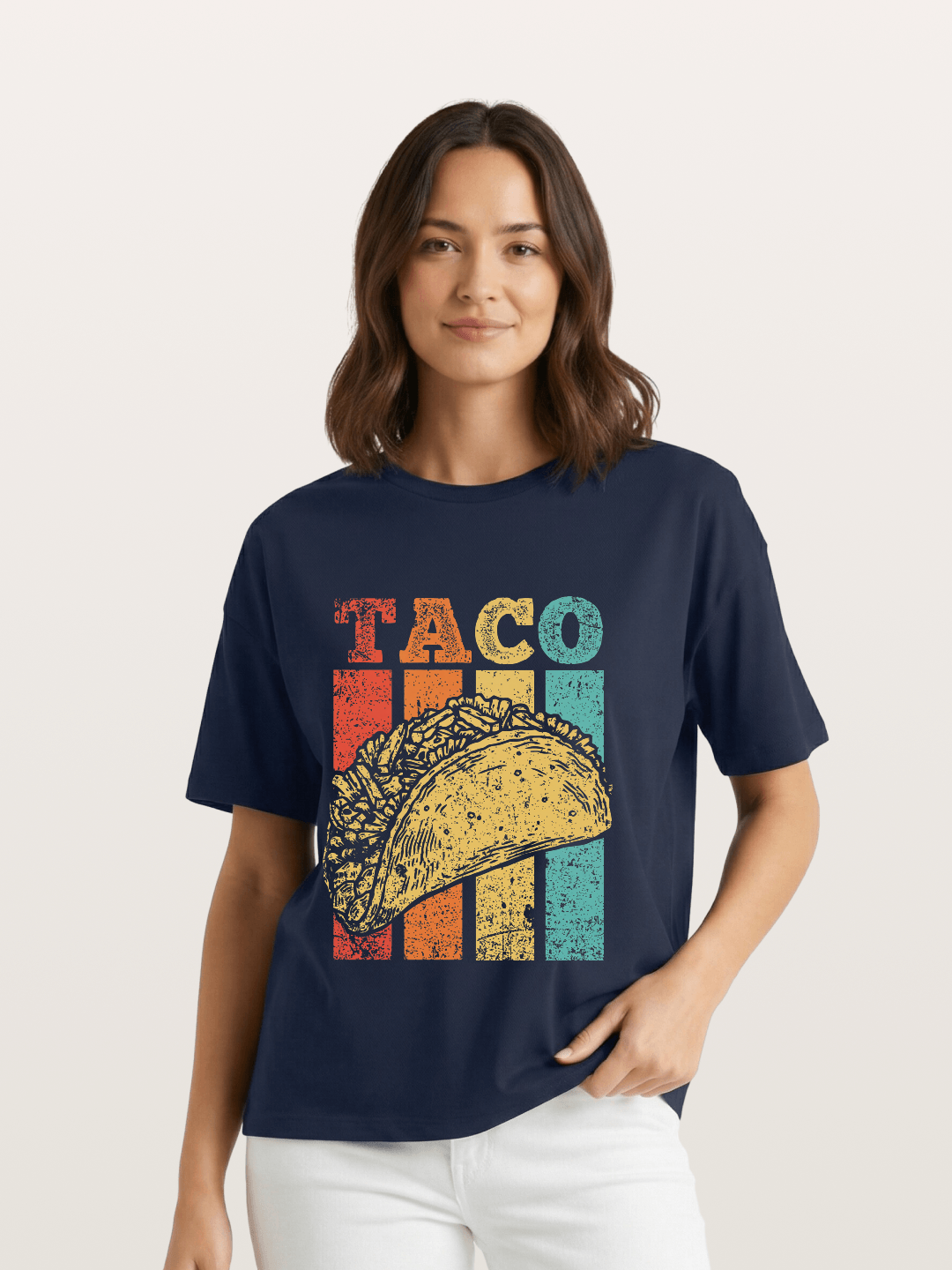 Vintage Taco Retro Stripes Food Gildan T-shirt