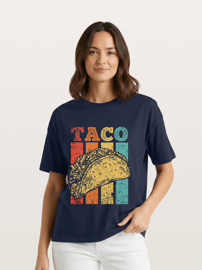 Vintage Taco Retro Stripes Food Gildan T-shirt