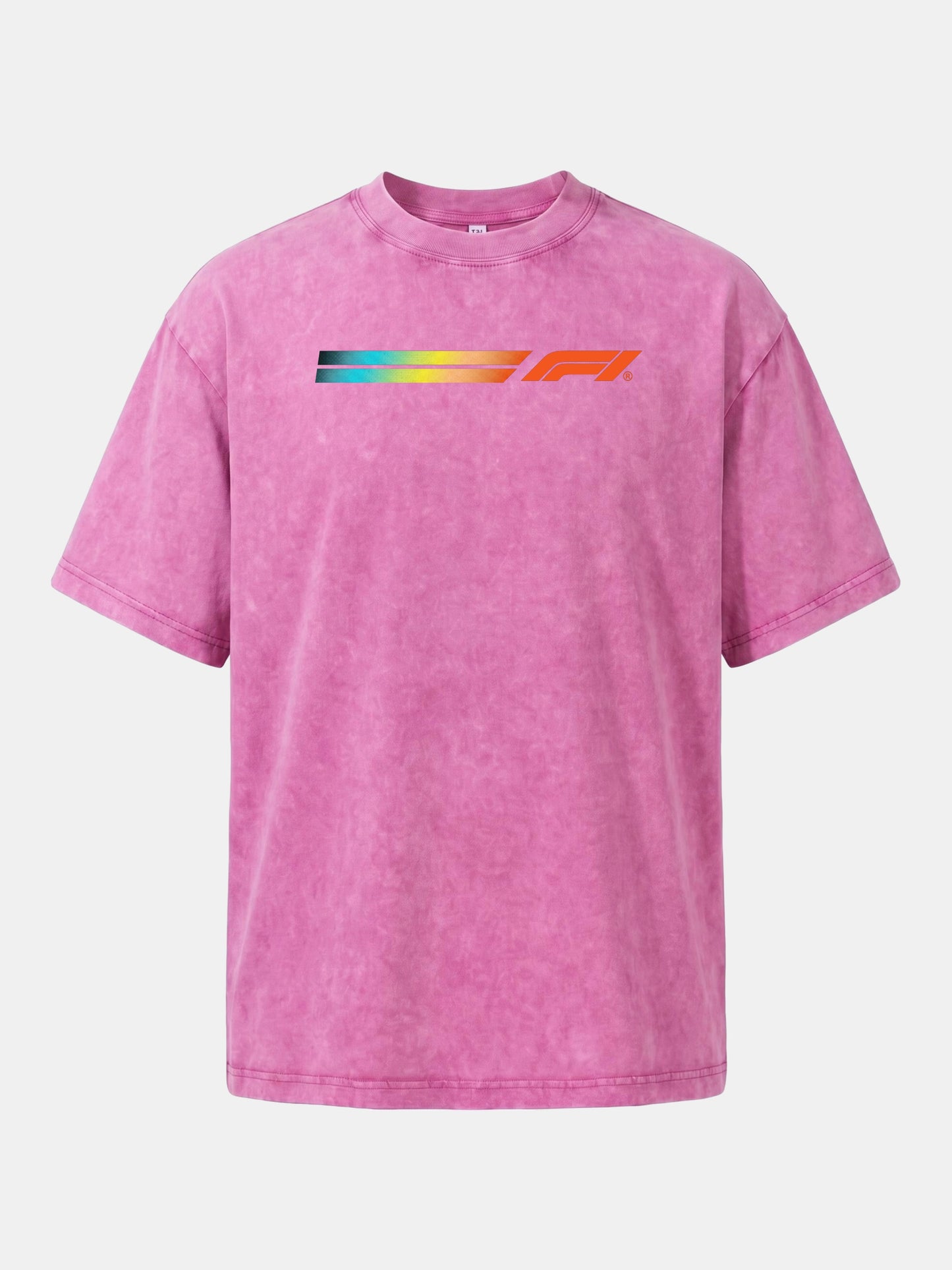 F1 Rainbow Gradient Stripe Banner Washed T-shirt