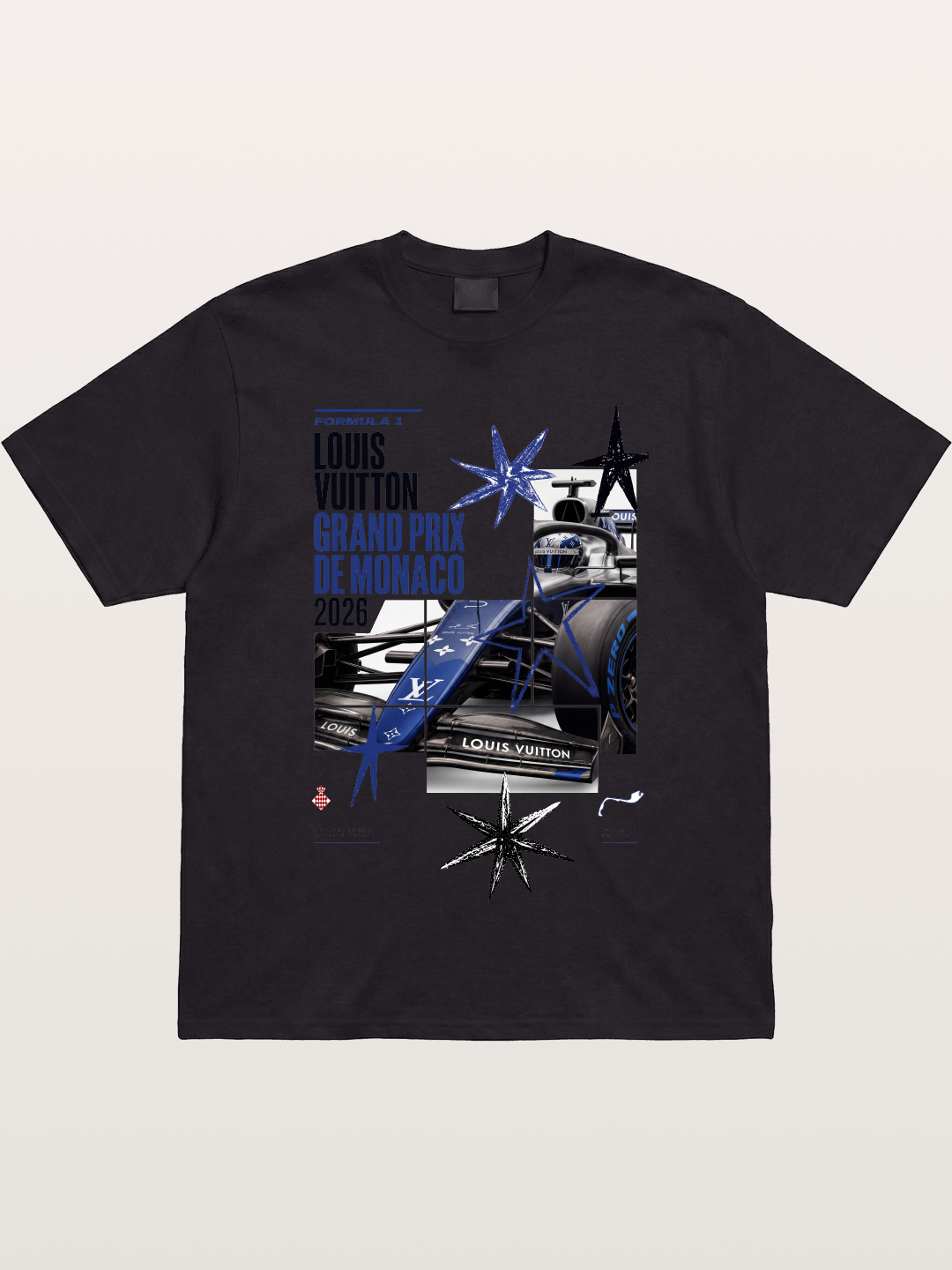 Blue LV F1 Monaco Poster Gildan T-shirt