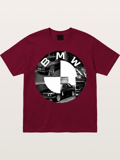 BMW Black White Photo Collage Logo Gildan T-shirt