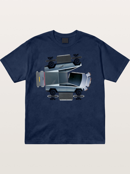 Cybertruck Paper Craft Print Cotton T-shirt