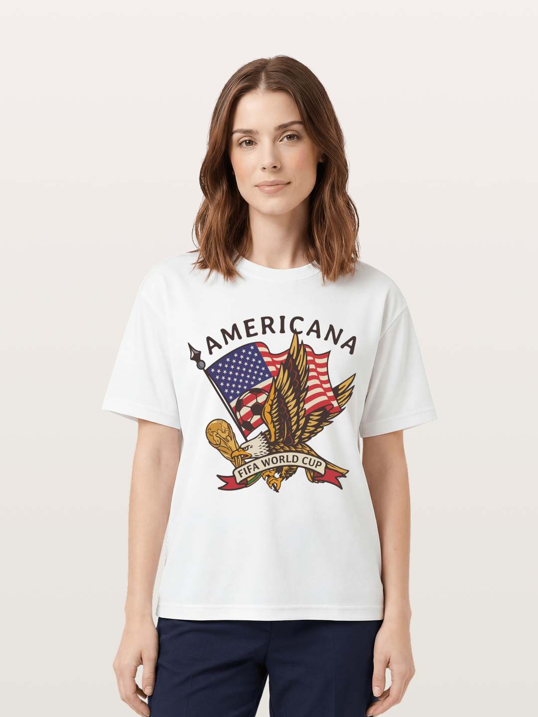 USA Eagle World Cup Graphic Cotton T-shirt