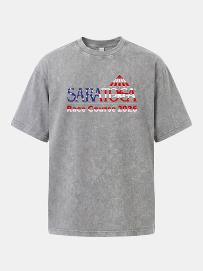 Saratoga Race Course Star Spangled Text Washed T-shirt