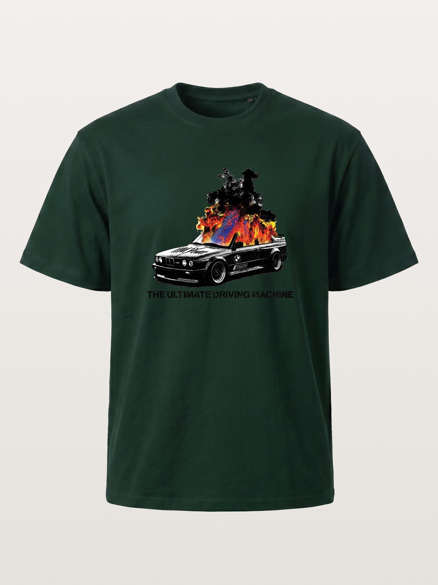 Burning BMW Retro Halftone Poster Gildan T-shirt