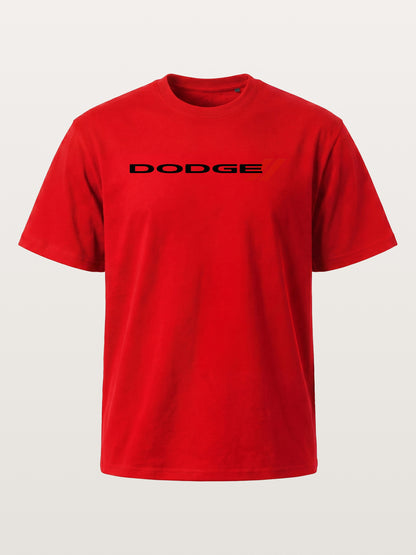 Dodge Red Strip Badge Print Cotton T-shirt