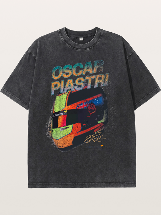 Oscar Piastri McLaren Helmet Washed T-shirt