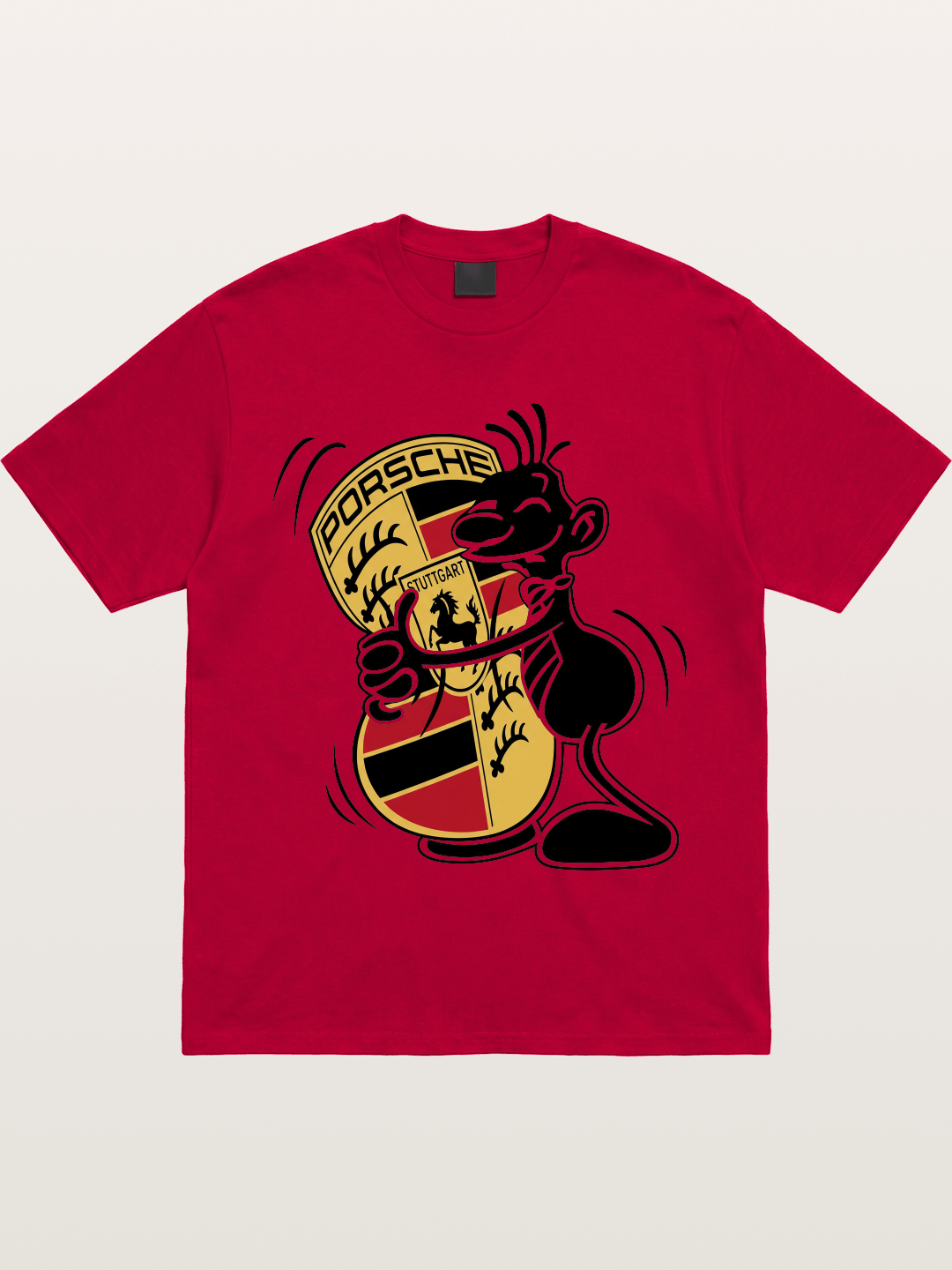 Character Hugging Porsche Crest Gildan T-shirt
