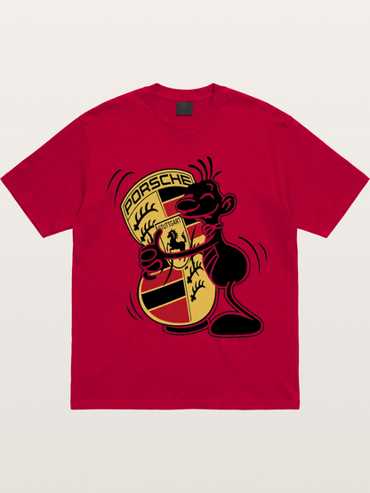 Character Hugging Porsche Crest Gildan T-shirt