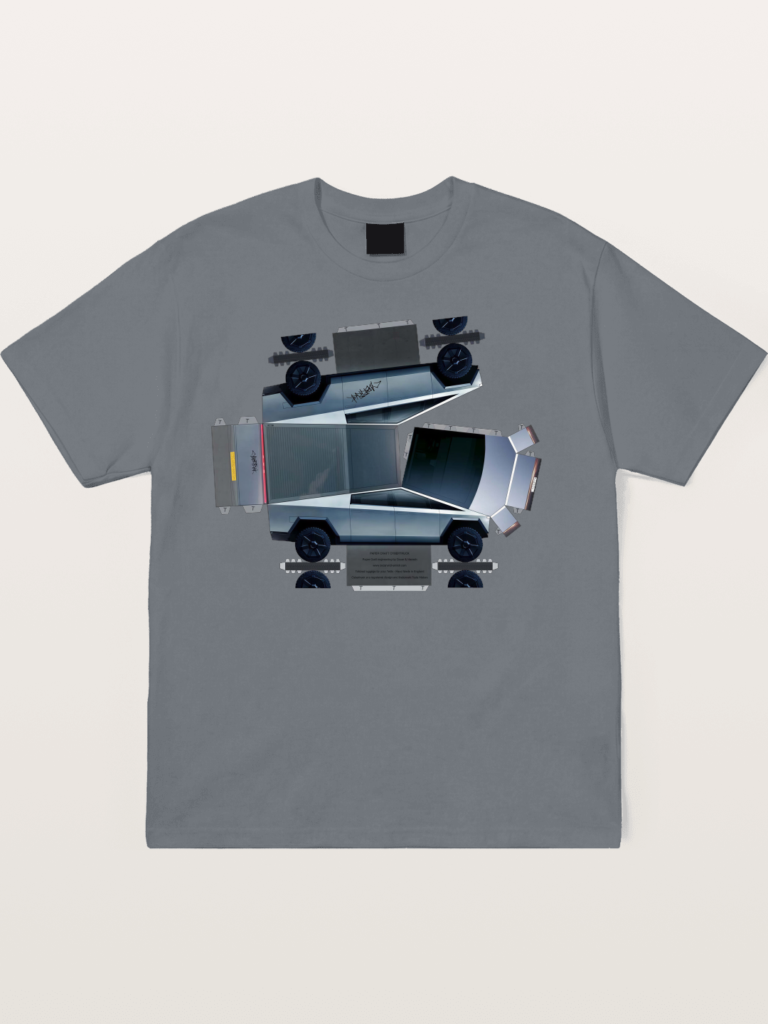 Cybertruck Paper Craft Print Cotton T-shirt
