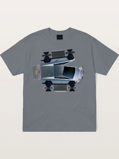 Cybertruck Paper Craft Print Cotton T-shirt