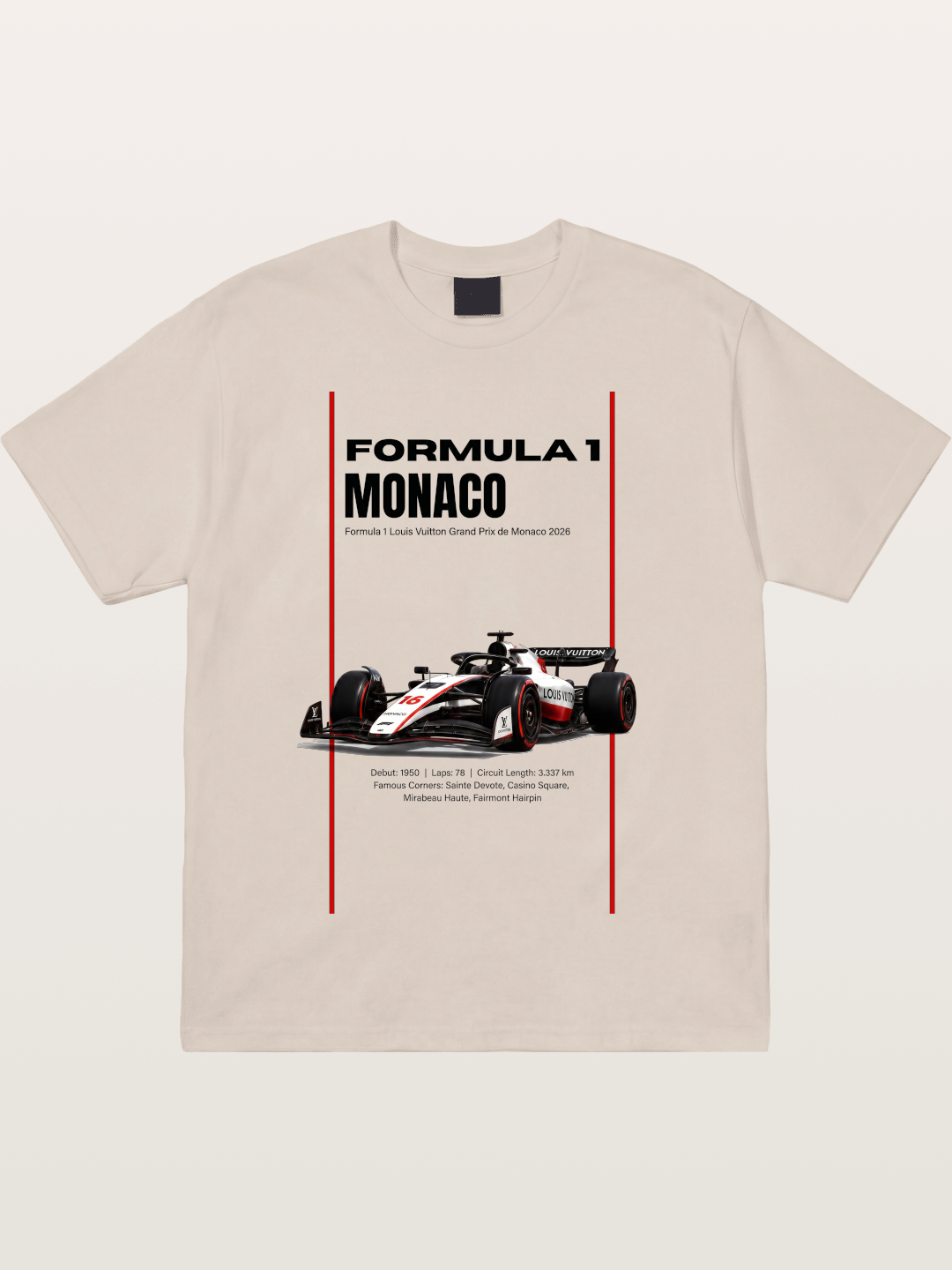 Minimal F1 Monaco Race Card Cotton T-shirt